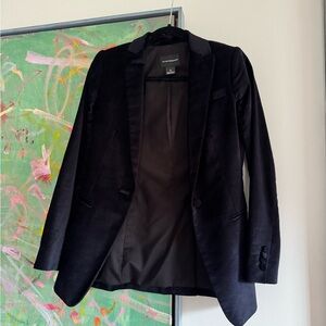Club Monaco Navy Velvet Single-Button Blazer